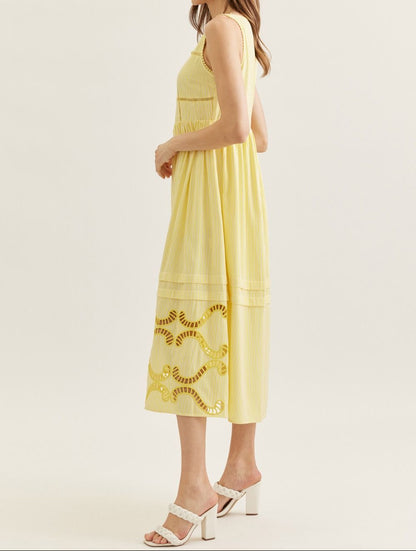 Yellow Striped Midi Dress - Brazos Avenue Market 