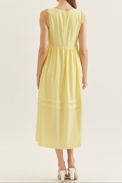 Yellow Striped Midi Dress - Brazos Avenue Market 
