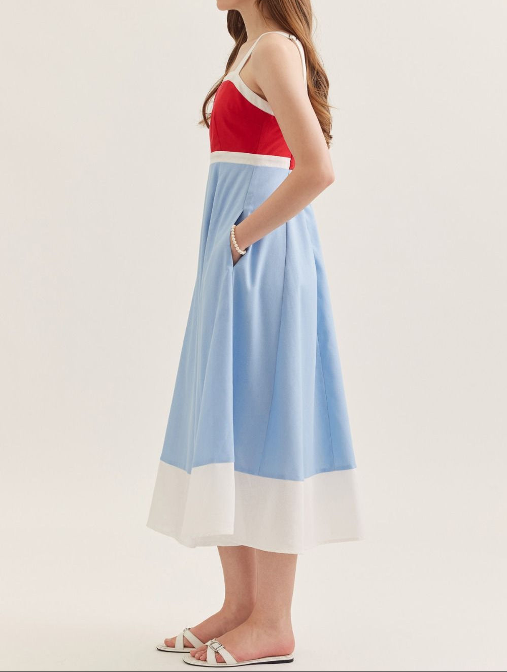 Red & Blue Sleeveless Midi Dress - Brazos Avenue Market 