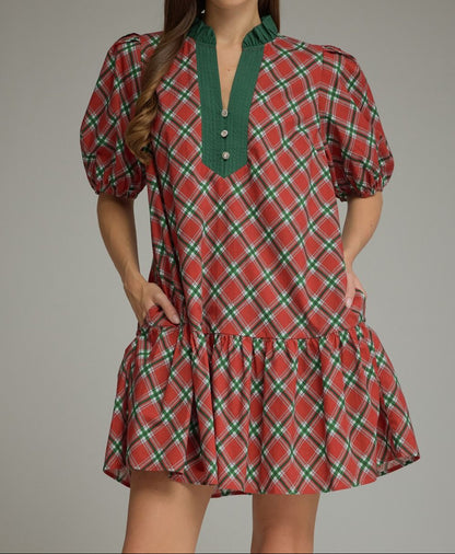 Red Plaid Mini Dress
