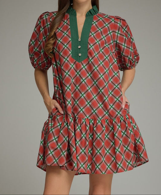 Red Plaid Mini Dress
