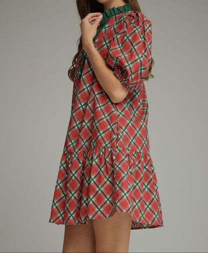 Red Plaid Mini Dress