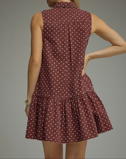 Burgundy Polka Dot Mini Dress
