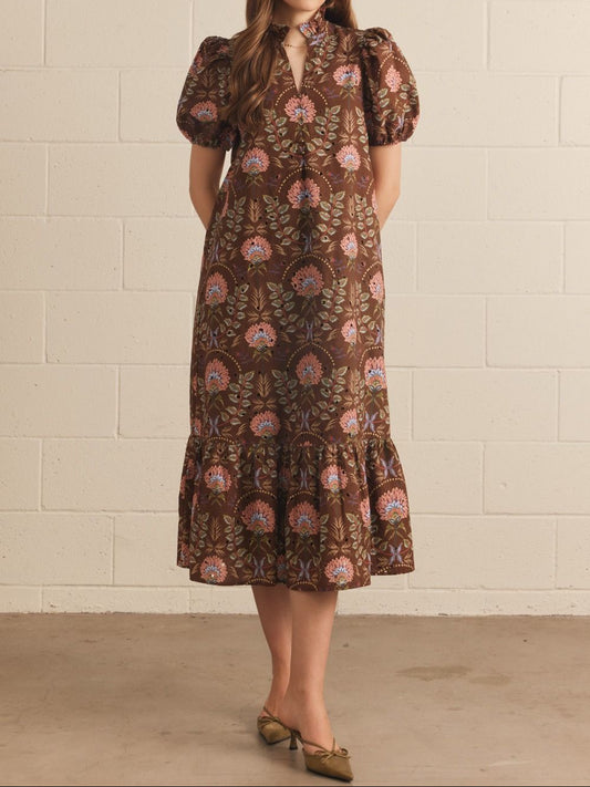 Brown Floral Maxi Dress