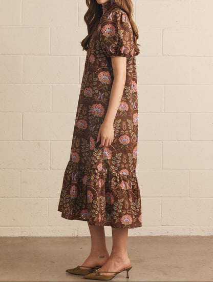 Brown Floral Maxi Dress