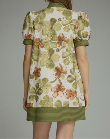 Olive Floral Mini Dress