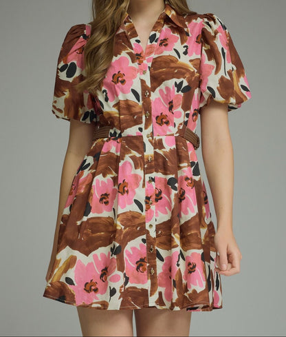 Fall Floral Mini Dress
