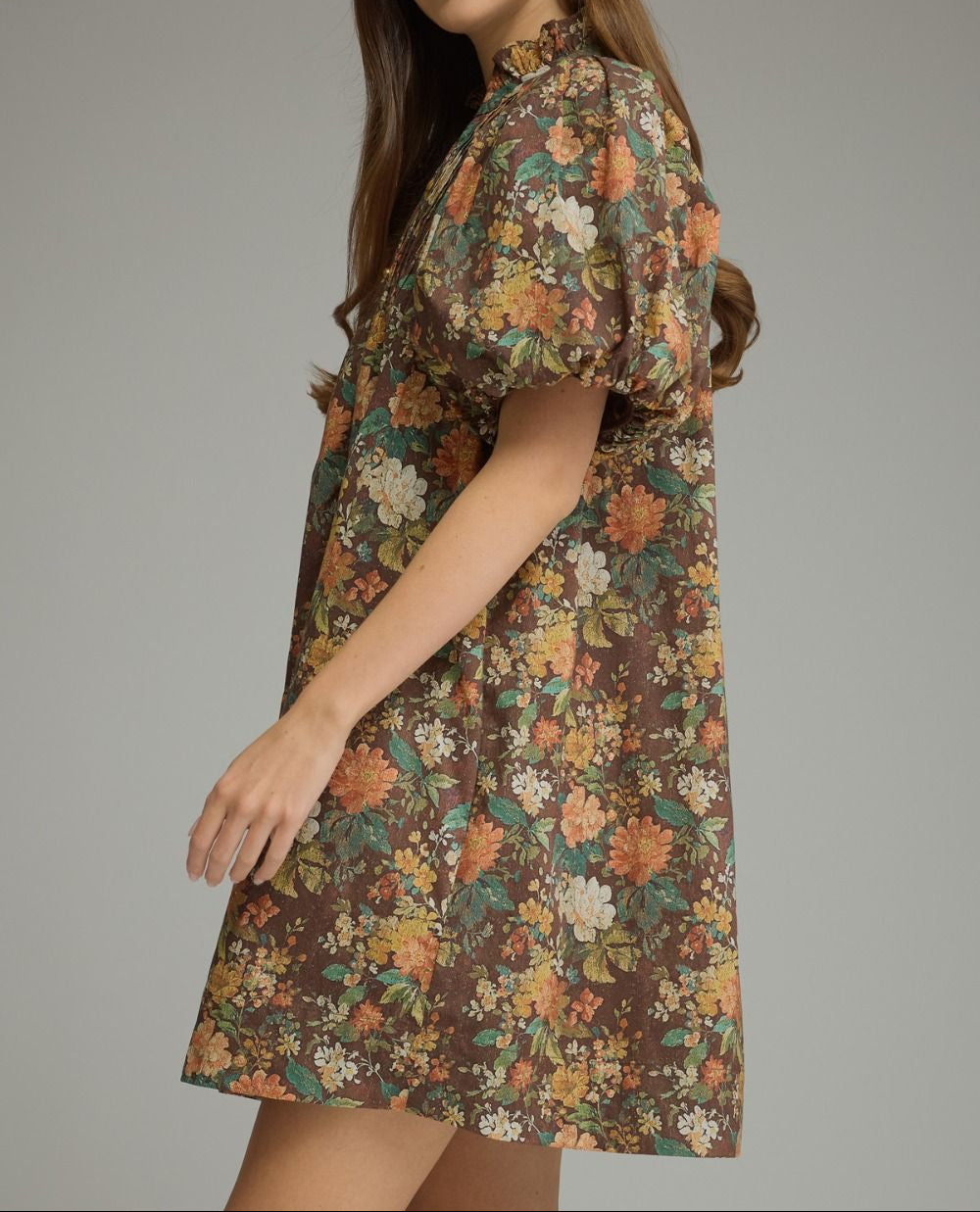 Fall Floral Print Mini Dress