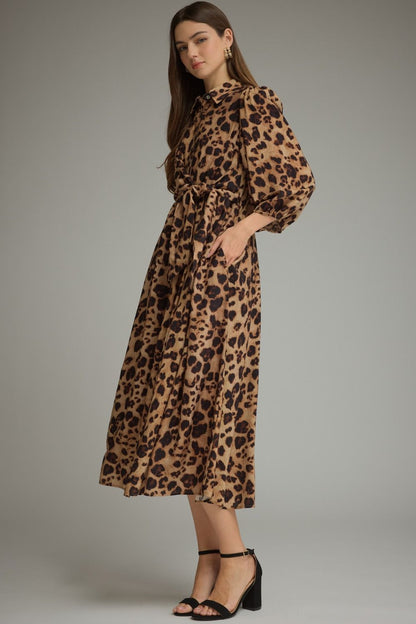Leopard Print Midi Dress