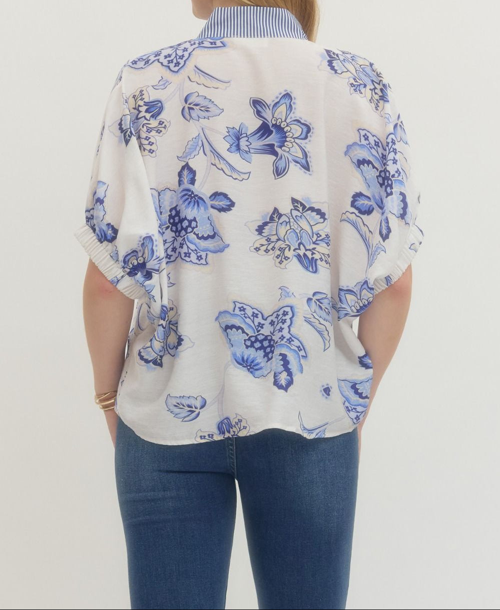 Easy Elegance Floral Blouse - Brazos Avenue Market 