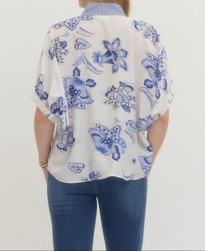 Easy Elegance Floral Blouse - Brazos Avenue Market 