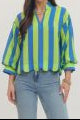 Blue And Lime Green Striped Top - Brazos Avenue Market 