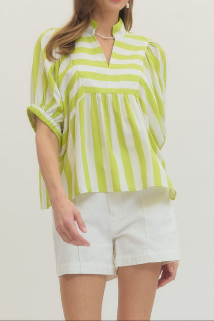 Limoncello Stripe Top - Brazos Avenue Market 