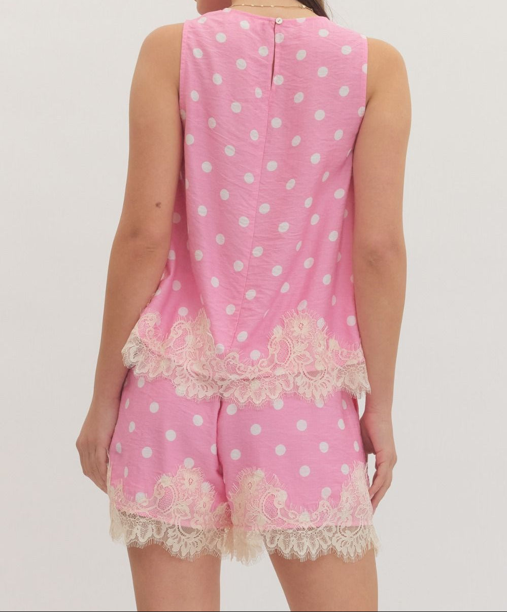 Pink Polka Dot Top - Brazos Avenue Market 