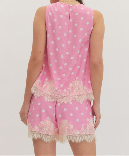Pink Polka Dot Top - Brazos Avenue Market 