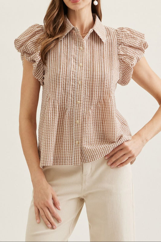 Plaid Short Sleeve Top - Brazos Avenue Market 