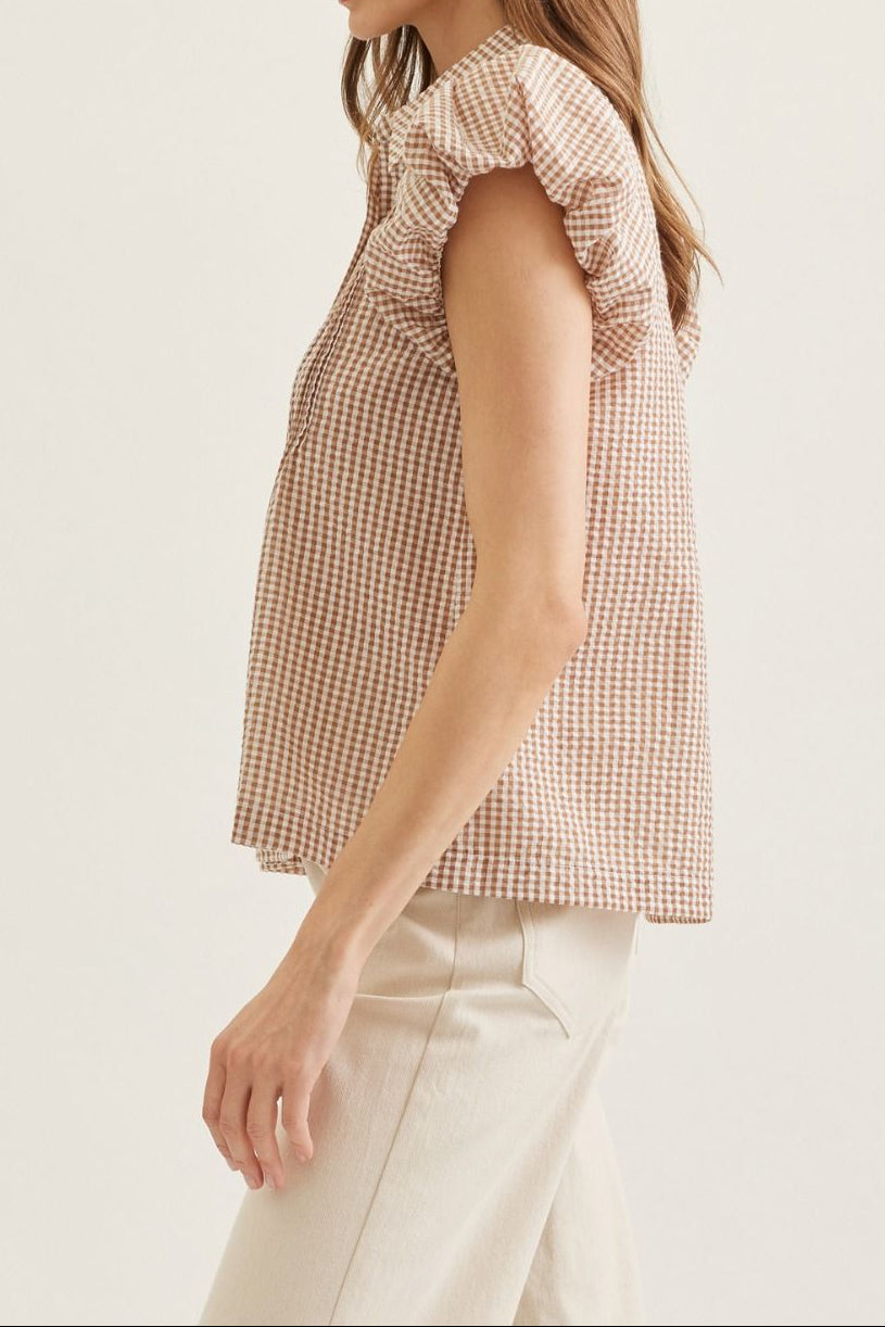 Plaid Short Sleeve Top - Brazos Avenue Market 