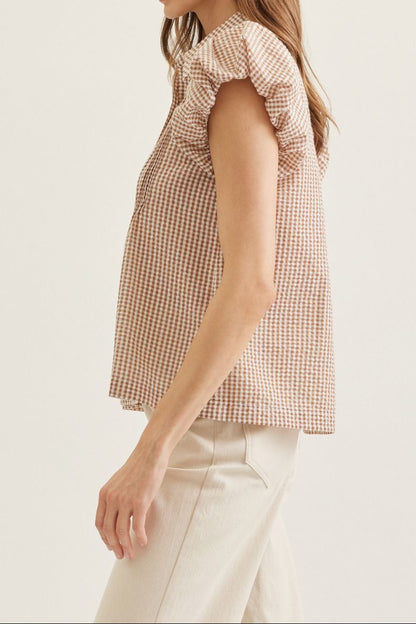 Plaid Short Sleeve Top - Brazos Avenue Market 