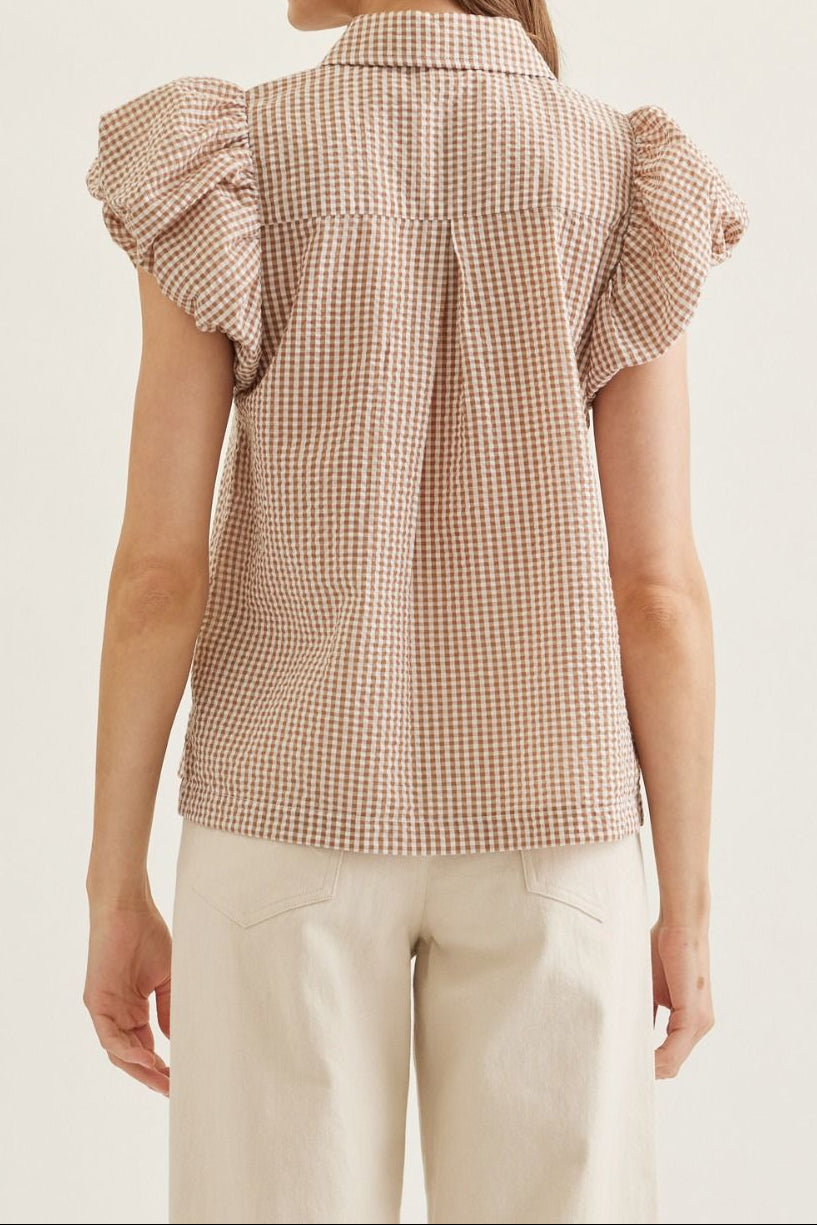 Plaid Short Sleeve Top - Brazos Avenue Market 