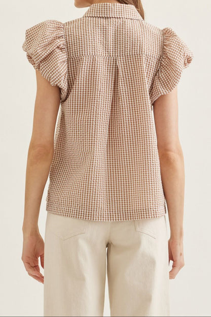 Plaid Short Sleeve Top - Brazos Avenue Market 