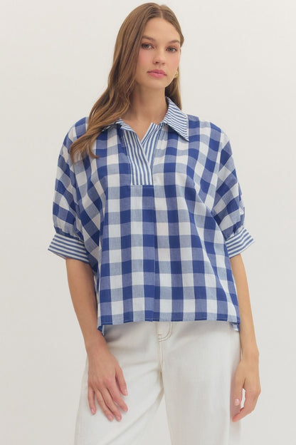 Royal Blue Gingham Top