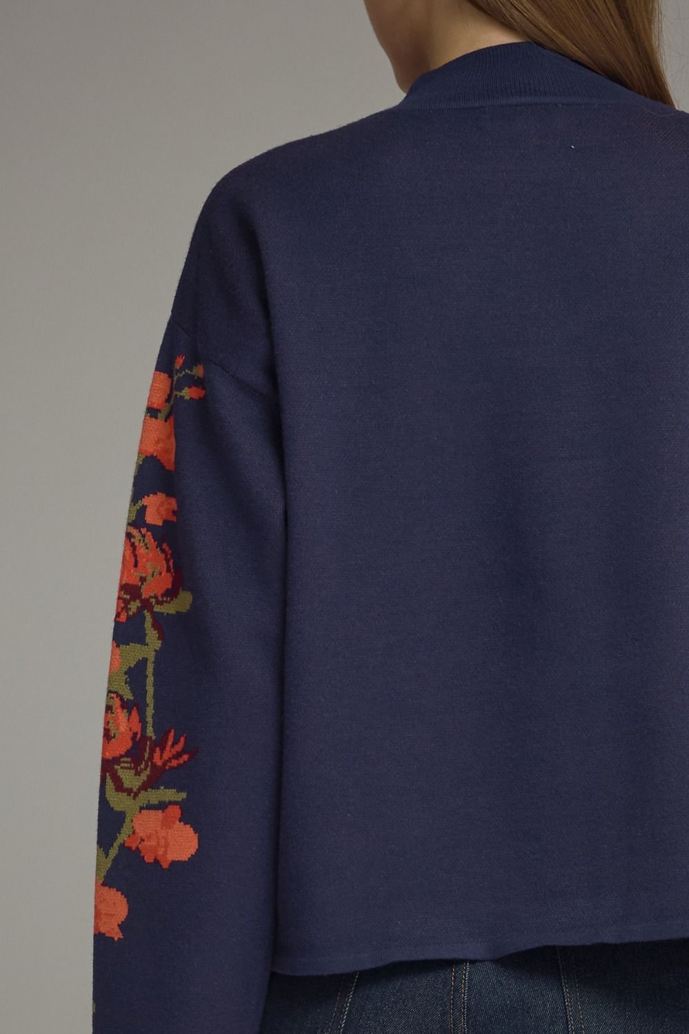 Navy Sweater With Floral Design
