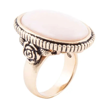 Rosie Pink Opal and Golden Bronze Ring Size 9