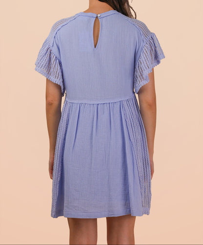 Waffle Knit Contrast Solid Comfy Mini Dress - Brazos Avenue Market 