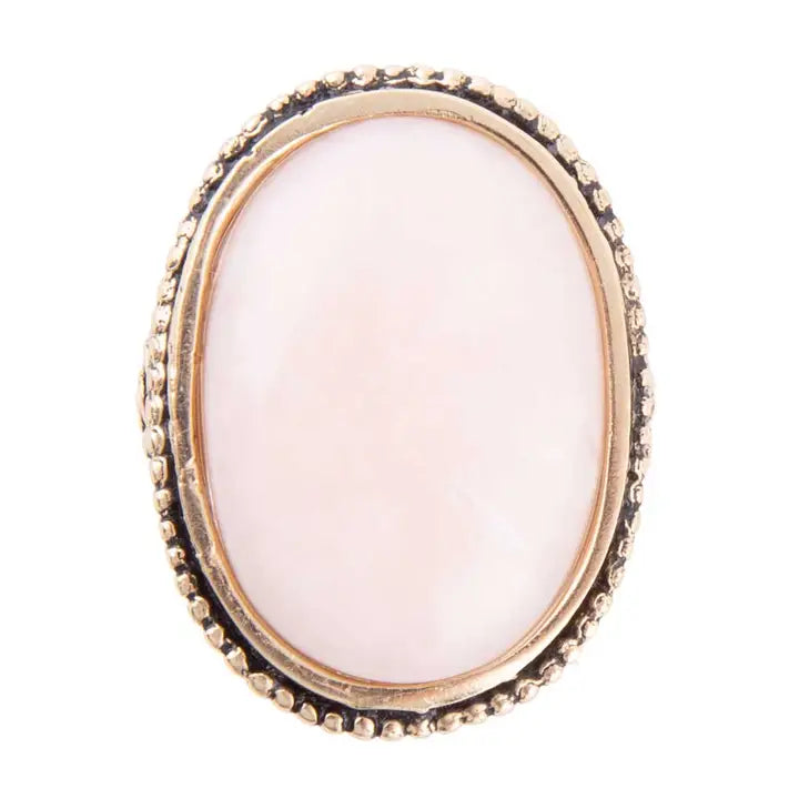Rosie Pink Opal and Golden Bronze Ring Size 9