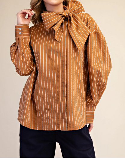 High Neck Stripe Shirt
