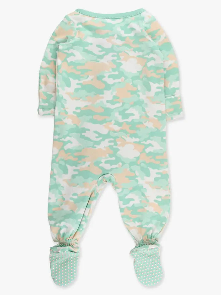 Softsnooze™ Baby Cotton Modal Sage Trail Camo Footed One Piece Pajama - Brazos Avenue Market 
