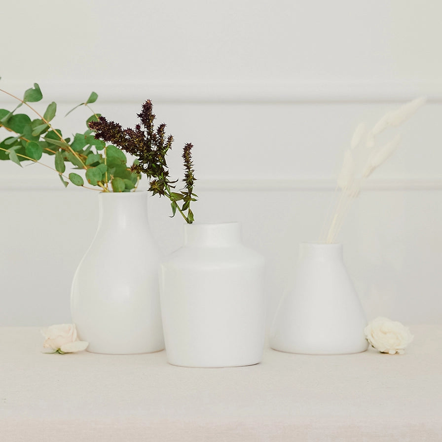 Clay Table Vase White - Brazos Avenue Market 