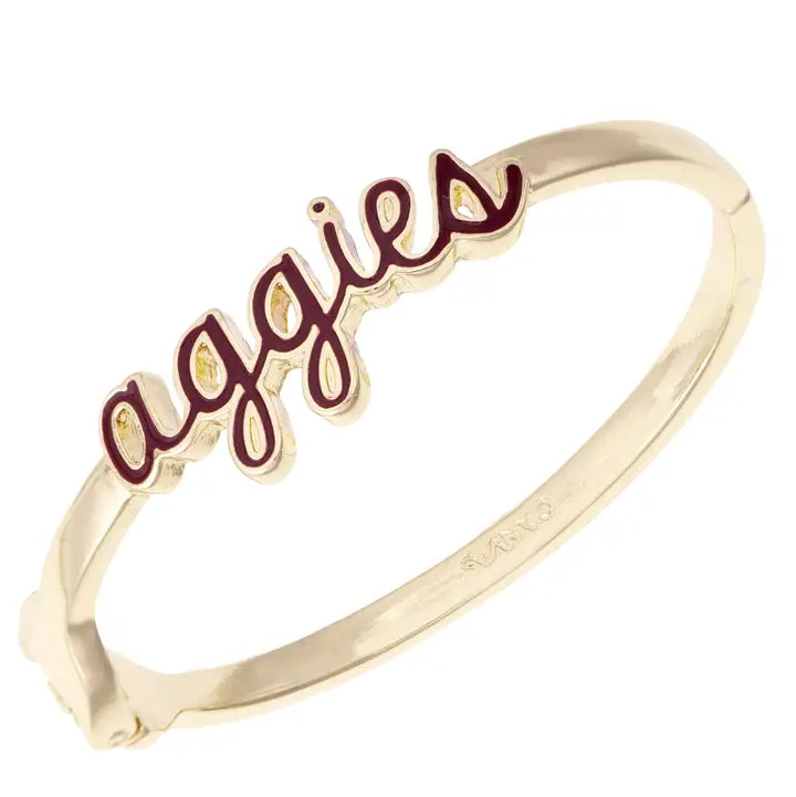 Texas A&M Aggies Cursive Enamel Hinge Bangle