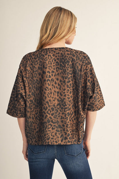 Button Down Metallic Leopard Top
