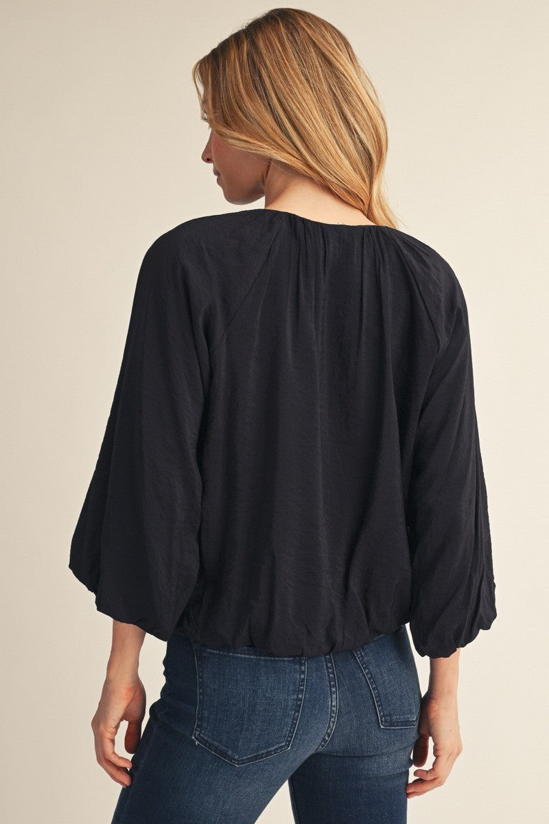 Button Down Solid Crinkle Top
