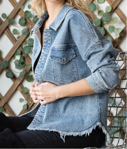 Sparkling Snap Button Denim Shacket