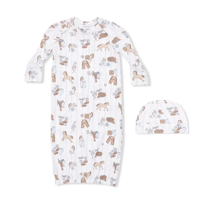 Cowboy Nursery - Lap Shoulder Gown & Beanie Hat - Brazos Avenue Market 
