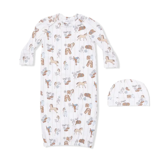Cowboy Nursery - Lap Shoulder Gown & Beanie Hat - Brazos Avenue Market 