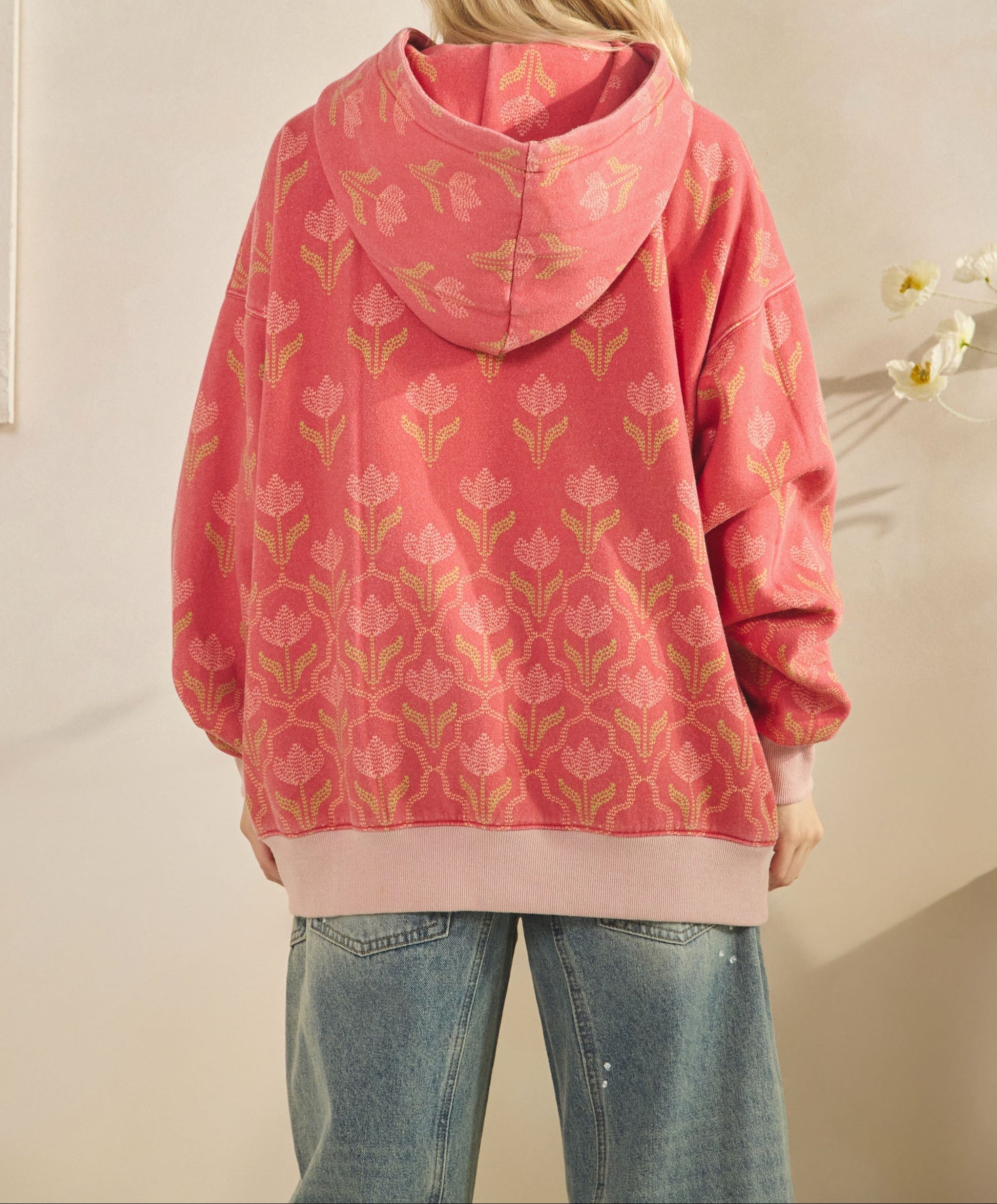 Printed Fleece Hoodie - Brazos Avenue Market 