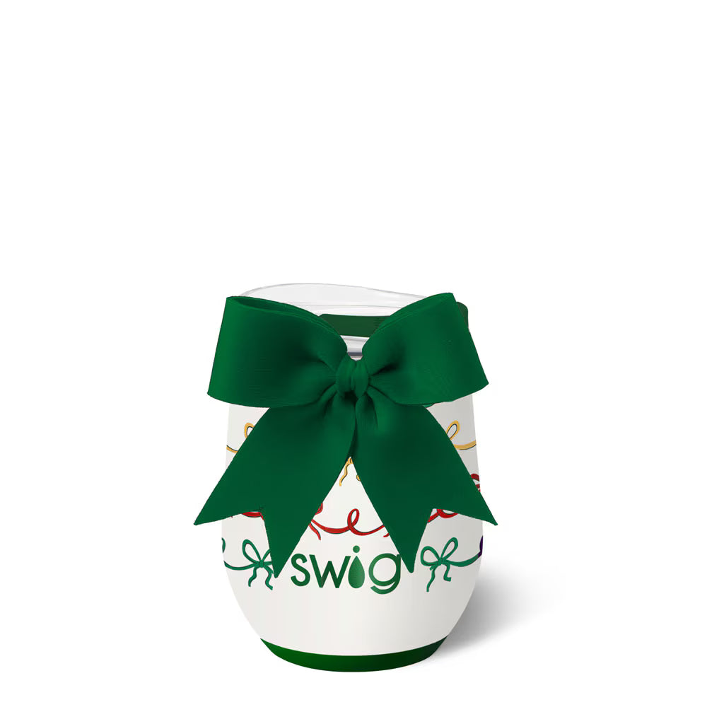 Christmas Bows Stemless Wine Cup 12oz - Brazos Avenue Market 