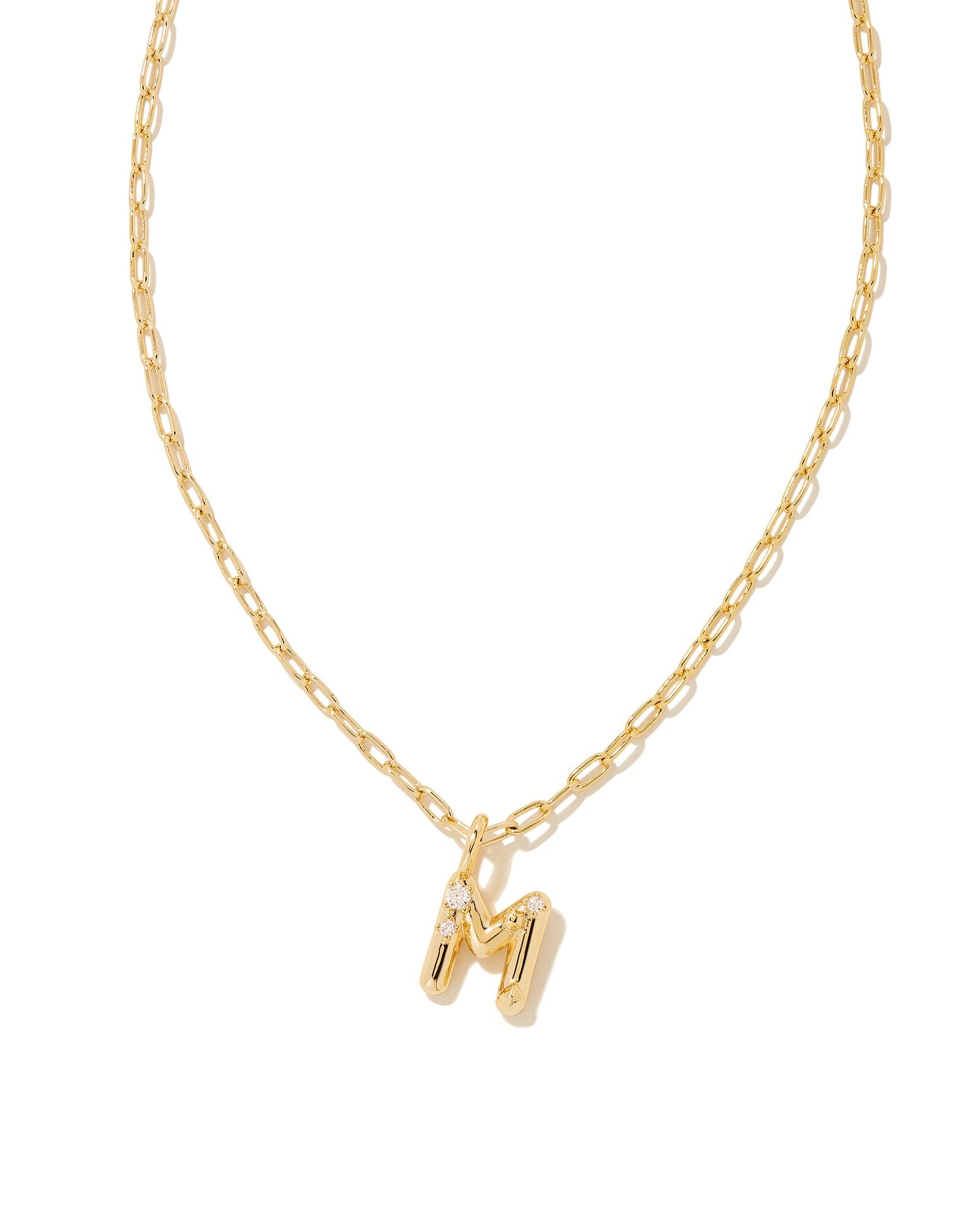 Crystal Letter Gold Short Pendant Necklace in White Crystal - Brazos Avenue Market 