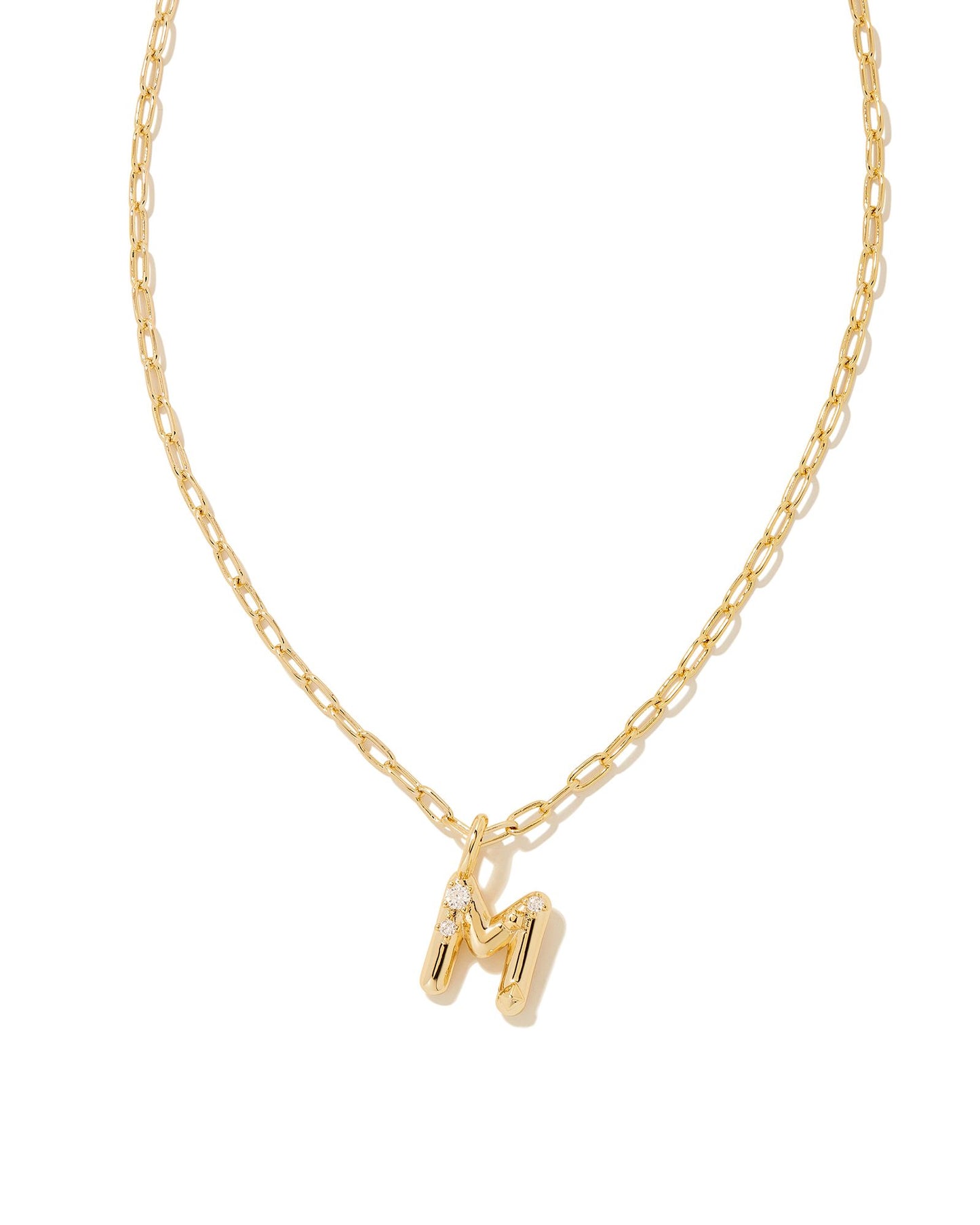 Crystal Letter Gold Short Pendant Necklace in White Crystal - Brazos Avenue Market 