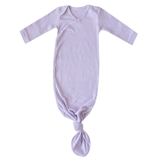 Periwinkle Rib Knit Newborn Knotted Gown - Brazos Avenue Market 