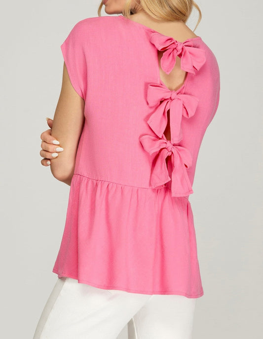 Pink Top With Bow Detail
