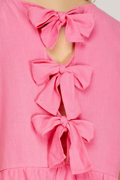 Pink Top With Bow Detail - Brazos Avenue Market 
