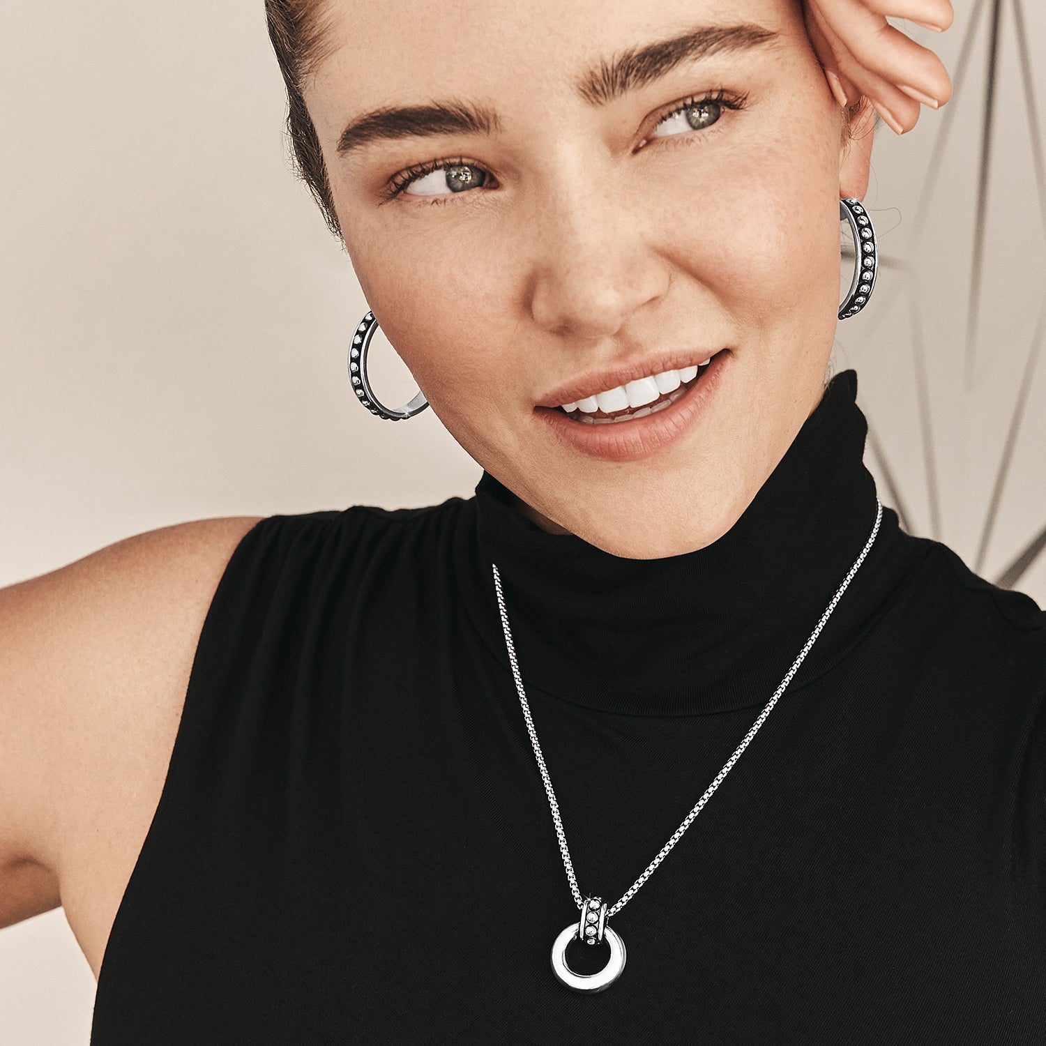 Pretty Tough Stud Large Leverback Hoop Earrings - Brazos Avenue Market 