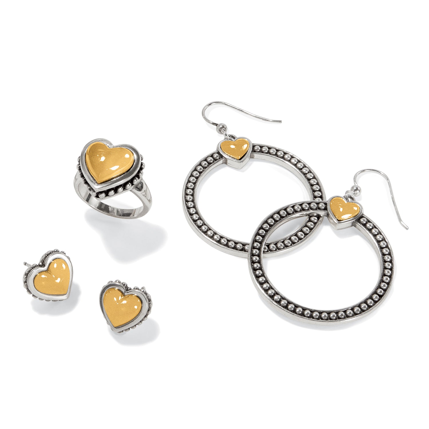 Pretty Tough Bold Heart Two Tone French Wire Earrings - Brazos Avenue Market 