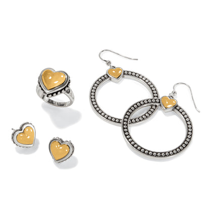 Pretty Tough Bold Heart Two Tone French Wire Earrings