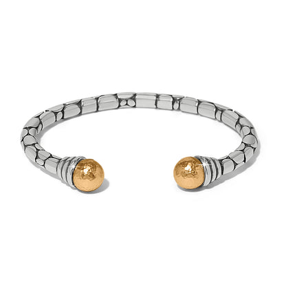 Pebble Link Two Tone Open Flex Cuff Bracelet - Brazos Avenue Market 