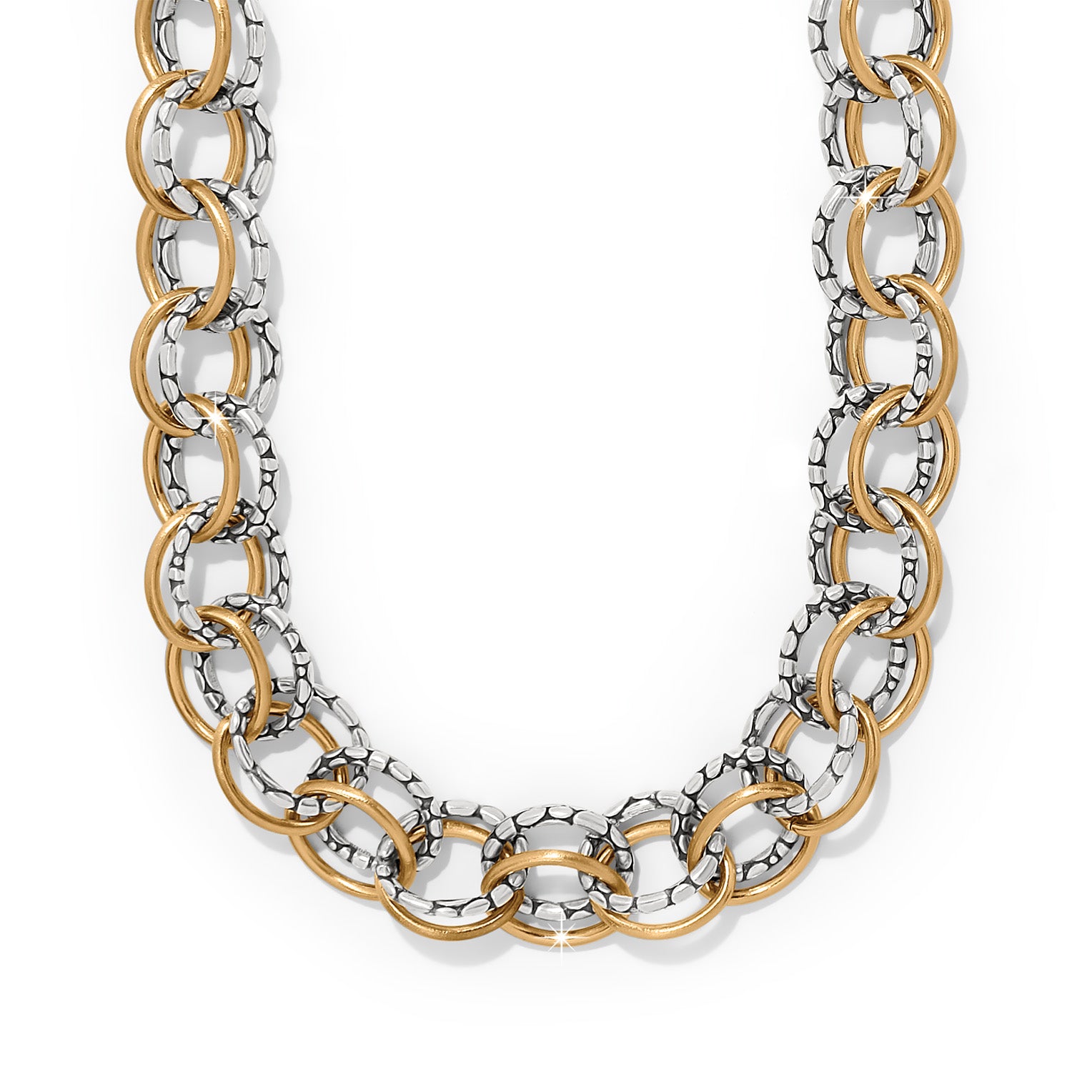 Pebble Link Two Tone Necklace - Brazos Avenue Market 